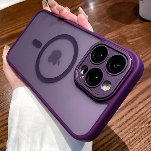 Matte Magnetic Case for iPhone 14 13 12 Pro Max 14 Plus Compatible with Magsafe, with Camera Lens Protector,Shockproof Armor Luxury Slim Cover (Purple,for iPhone 12)