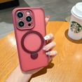 thumbnail image 1 of Matte Magnetic Case for iPhone 14 Pro Max Ring Holder Kickstand Shockproof Case, Slim Rugged Non-Scratches Translucent Cover Compatible with MagSafe Wireless Charging, Red, 1 of 10