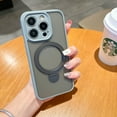 thumbnail image 1 of Matte Magnetic Case for iPhone 14 Pro Max Ring Holder Kickstand Shockproof Case, Slim Rugged Non-Scratches Translucent Cover Compatible with MagSafe Wireless Charging, Gray, 1 of 10