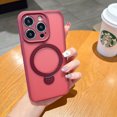 thumbnail image 1 of Matte Magnetic Case for iPhone 14 Ring Holder Kickstand Shockproof Case, Slim Rugged Non-Scratches Translucent Cover Compatible with MagSafe Wireless Charging, Red, 1 of 10