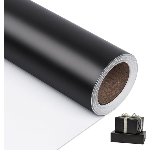 Matte Metal Black Wrapping Paper, Solid Color Paper,Gift Wrapping Paper,Perfect for Wedding,Valentine's Day,Birthday, Christmas,Baby Shower,DIY Bouquet (17 Inches X 32.8 Feet)