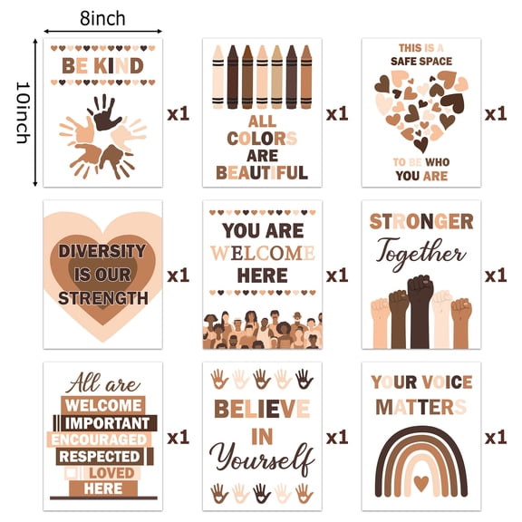 Motivational Posters 9 Design Styles Equal Encouragement Theme Posters for Classrooms Churches Decor