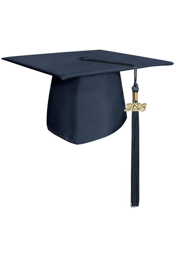 Matte Navy Blue Graduation Cap  Tassel