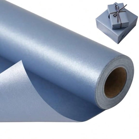 Matte Navy Blue Wrapping Paper - Reversible Pearly-Lustre Gift Wrap Paper Perfect for Wedding Valentine's Day Birthday Christmas Father's Day - Mini Roll 17 Inches X 32.8 Feet