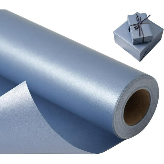 Matte Navy Blue Wrapping Paper - Reversible Pearly-Lustre Perfect for Wedding, Valentine's Day, Birthday, Christmas, Father's Day - Mini Roll, 17 Inches X 32.8 Feet