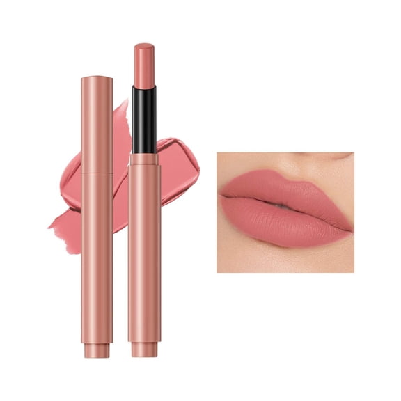 Matte Nude Lipstick Velvet Lip Gloss, High Pigmented Long-Lasting Waterproof Lip Stick, Nude Matte Soft Dark Color Stick, Non Stick Cup Nude Lip Gloss Lipstick for Women Girls Daily Lip Makeup (#01)