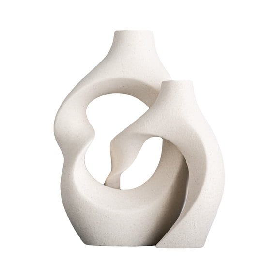 Matte White Ceramic Vase, 2-Piece, Unique, Modern, Home Decor