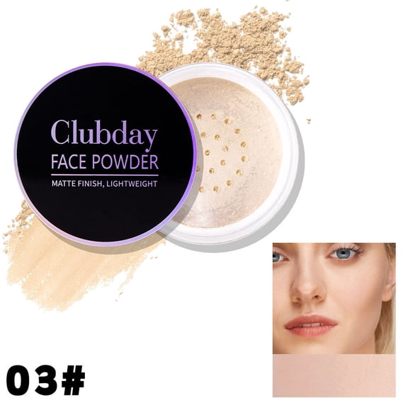 Matte Oil Control Loose Powder by Clubday, Sweat Resistant Soft Focus Finishing Powder for All Skin Tones Daily Nude & Night Party Makeup