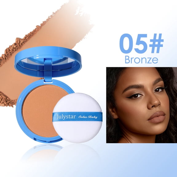 Matte Oil Control Setting Pressed Powder by Julystar, Waterproof Soft Focus Concealer Compact with Mirror & Puff for All Skin Tones Daily & Outdoor Long Wear Makeup