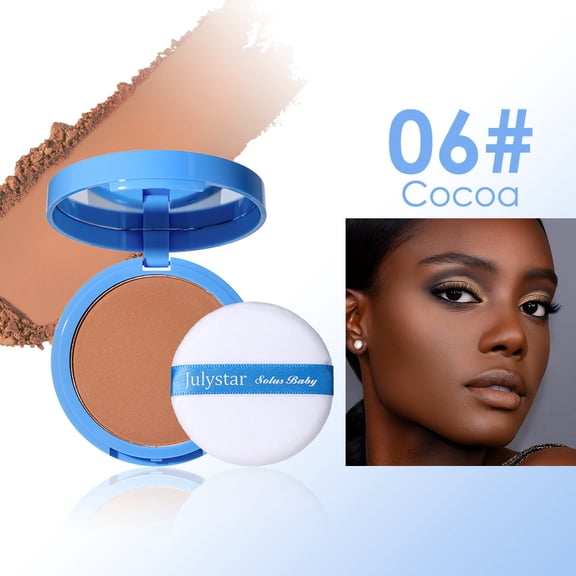 Matte Oil Control Setting Pressed Powder by Julystar, Waterproof Soft Focus Concealer Compact with Mirror & Puff for All Skin Tones Daily & Outdoor Long Wear Makeup
