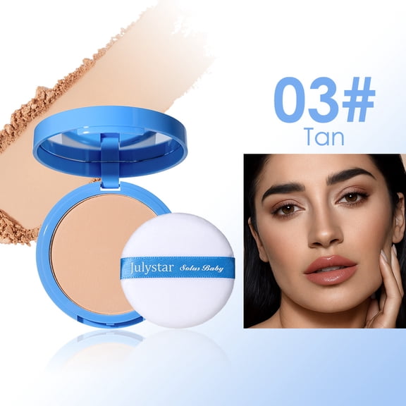 Matte Oil Control Setting Pressed Powder by Julystar, Waterproof Soft Focus Concealer Compact with Mirror & Puff for All Skin Tones Daily & Outdoor Long Wear Makeup