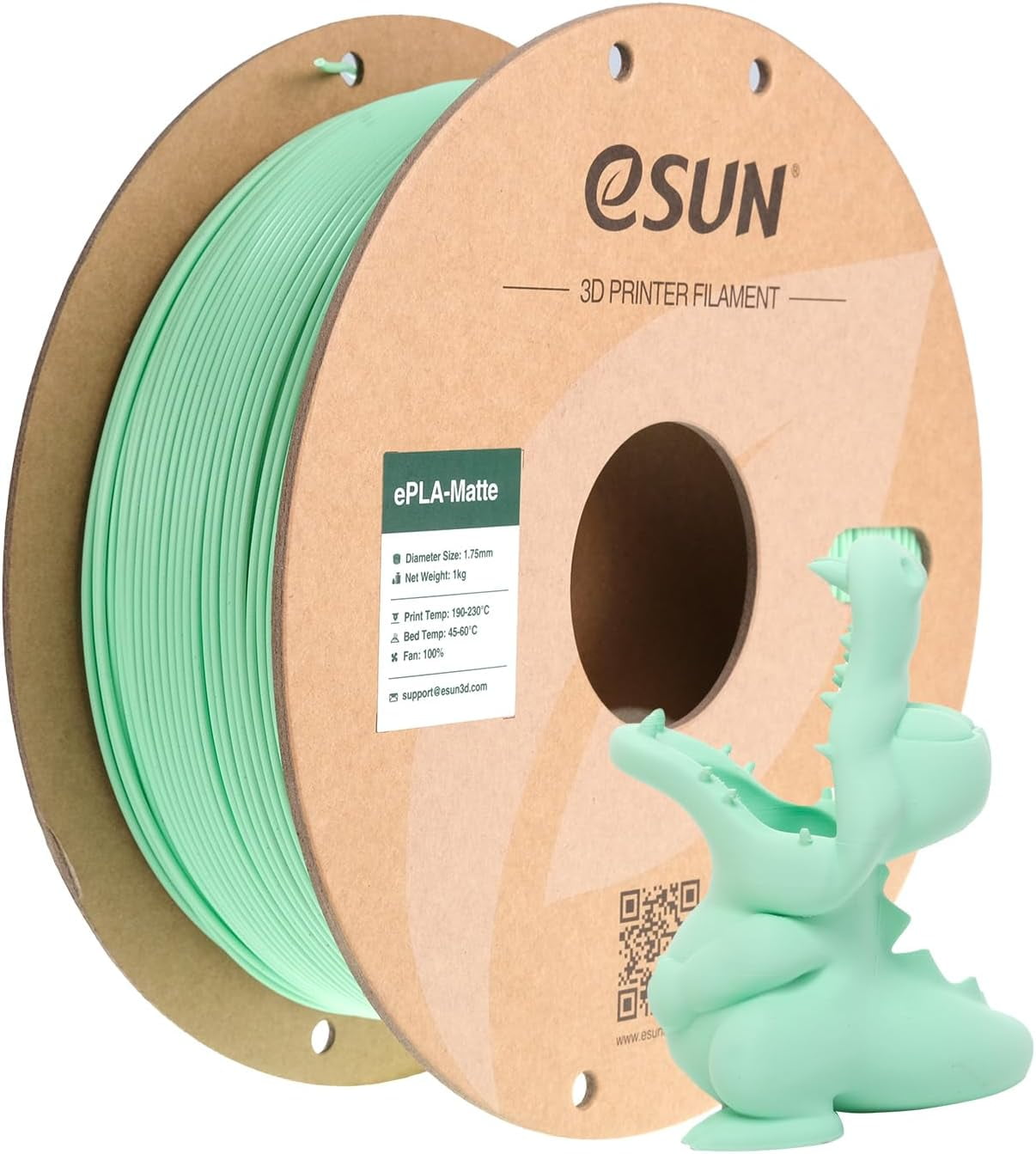 Matte PLA Filament 1.75mm, Matte 3D Printer PLA Filament, 1KG Spool 3D Printing Filament for 3D Printers, Paper Reel, Mint Green