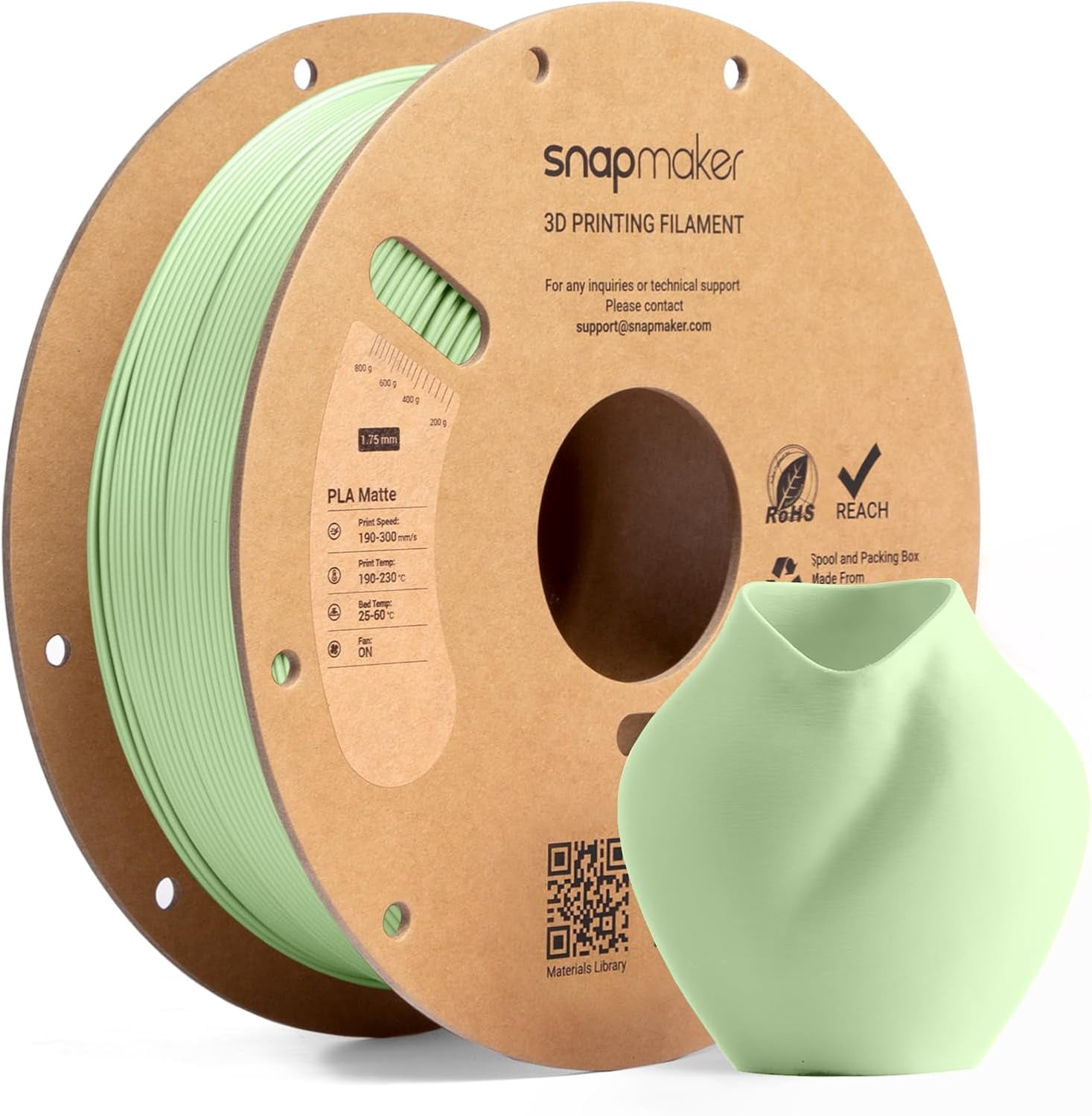 Matte PLA Filament 1.75mm, RFID 3D Printer Filament for U1, Dimensional Accuracy +/- 0.02mm, 300mm/s High Speed Printing Clog-Free for Most FDM Printers,1kg(2.2lbs) Moss Mist