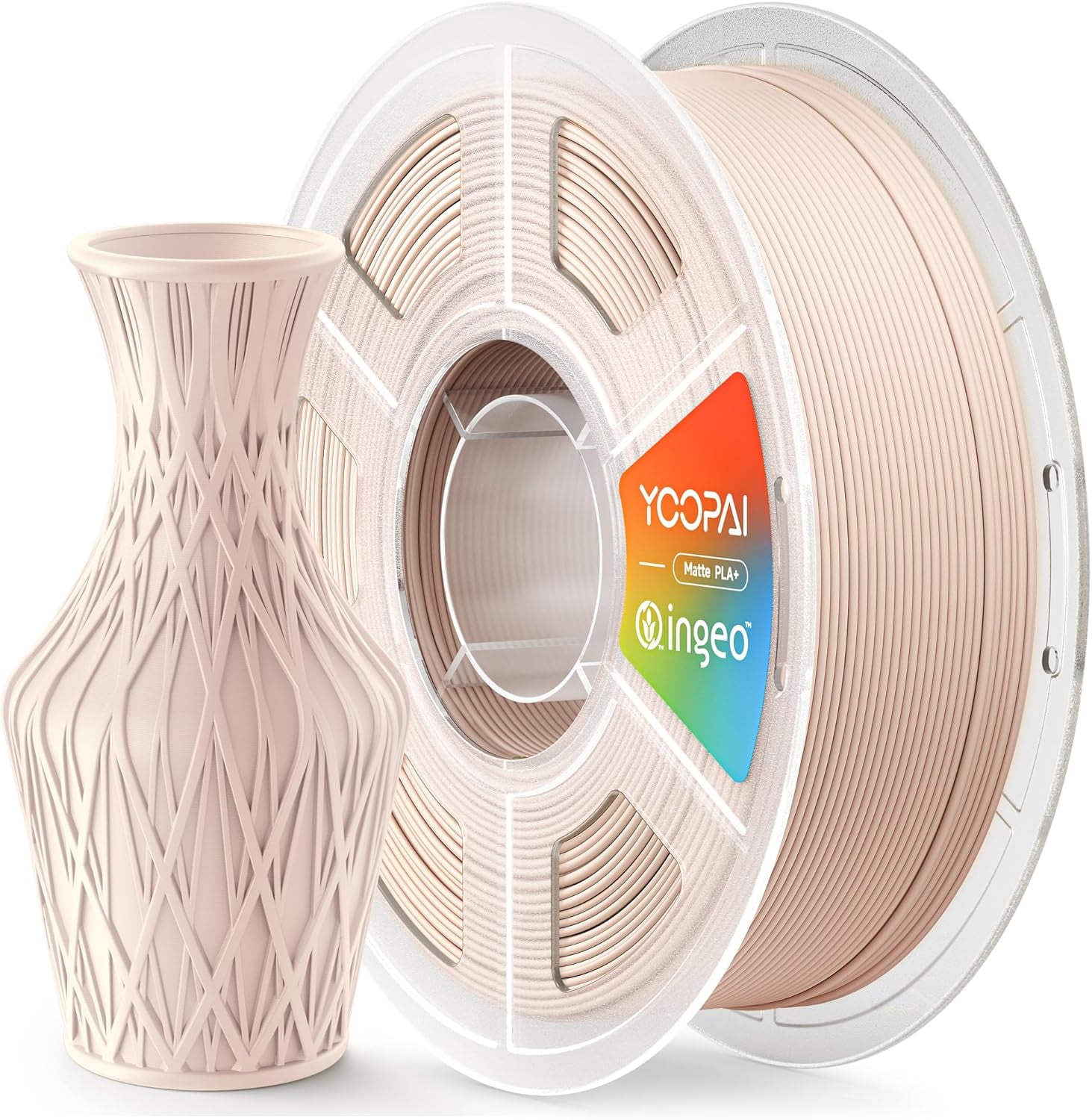 Matte PLA Plus Filament 1.75mm, Made with USA Material, 1KG (2.2lbs) 3D Printer Filament, Dimensional Accuracy +/- 0.02 mm, Surface Texture, Beige