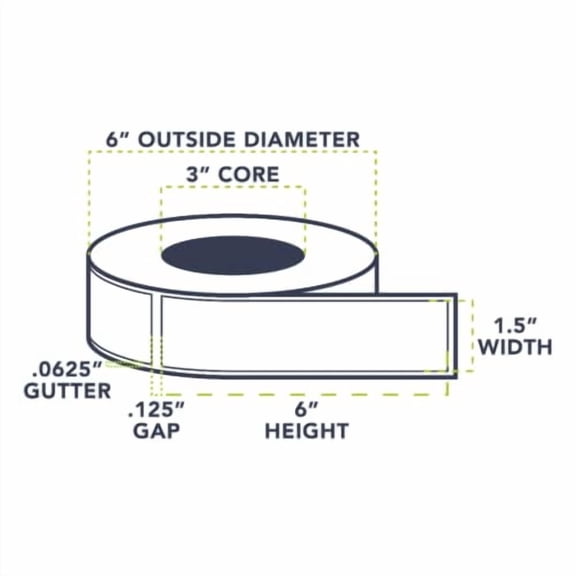 Matte Paper 1.5x6 in. Rectangle Inkjet Label Roll