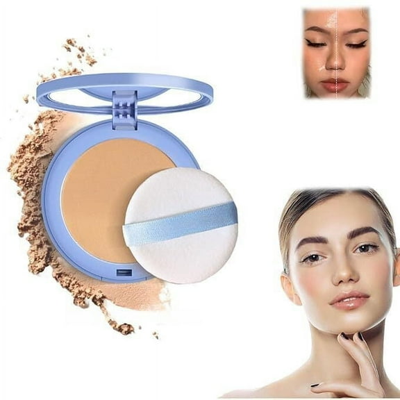 Matte Perfection Pressed Powder, Oil Control Face Pressed Powder, Waterproof Pressed Powder Makeup Compact (03-Pure beige, 10g)
