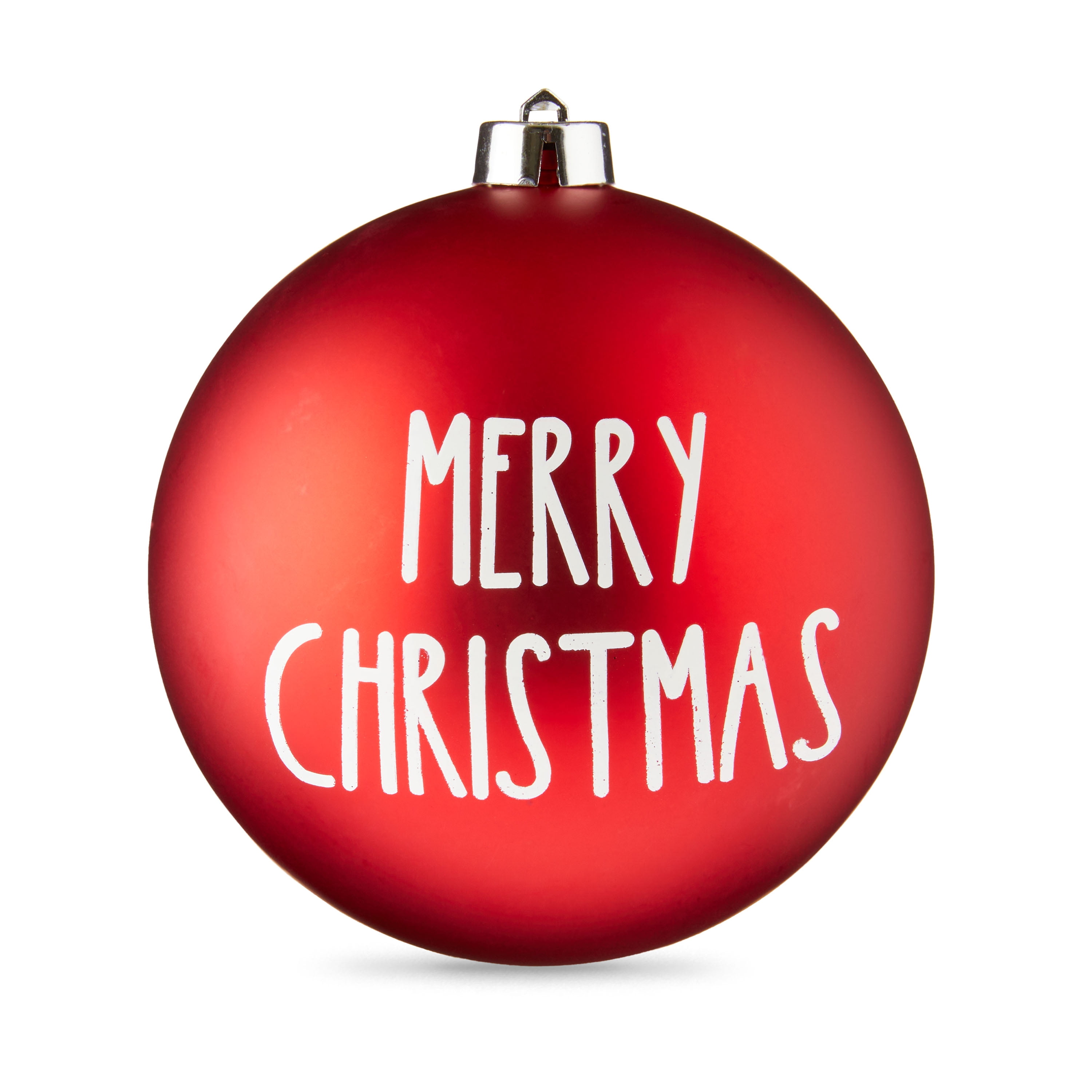 Matte Red with White Merry Christmas 150mm Jumbo Shatterproof Round
