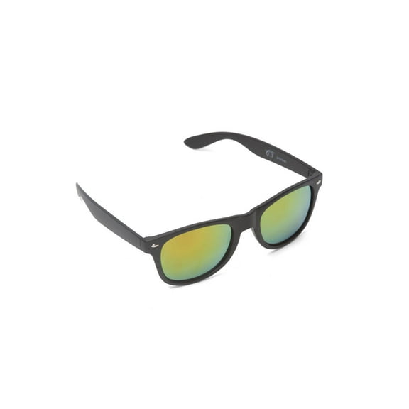Matte Reflective Lens Vagabond Sunglasses, Yellow Orange Lens