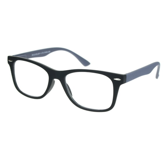 Matte Rubberized Hipster Horn Rim Spring Hinge Reading Glasses Black +4.0
