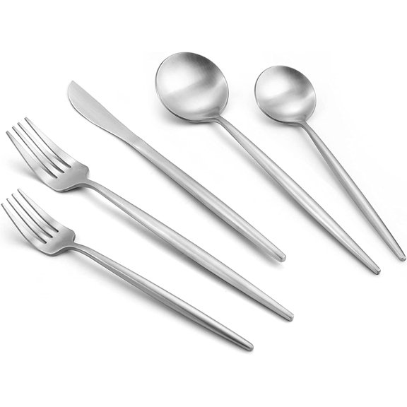 Matte Satin Finish Silverware Set, 40-Piece Tableware Cutlery Set, Utensils Set Service for 8, Dishwasher Safe