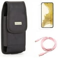thumbnail image 1 of Matte Screen Protector & Case Belt Clip & Pink 10ft Long Cable for Samsung Galaxy S22 (6.1") - TPU Film Anti-Glare & Swivel Holster & USB-C to Type-C PD Fast Charger Accessory Bundle, 1 of 17