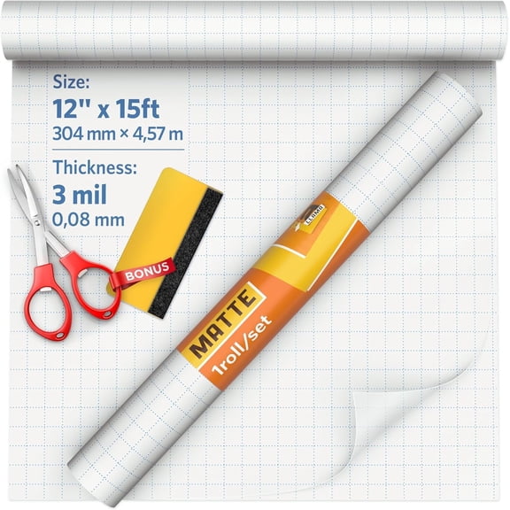 Matte Self Adhesive Laminating Roll 12 x 15ft - 3 MIL Matte Clear Laminate Vinyl Roll for Stickers