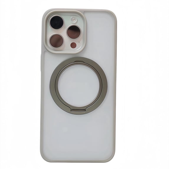 Matte Shell Case Cover for Apple iPhone 15, Build in Grip Holder Kickstand Anti-Scratch Shockproof Drop Protective Rugged Bumper Luxury Phone Case for iPhone 15, Clear