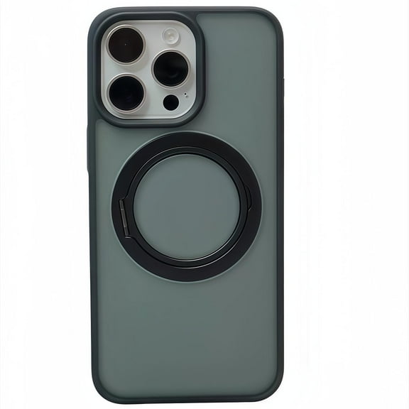 Matte Shell Case Cover for Apple iPhone 16, Build in Grip Holder Kickstand Anti-Scratch Shockproof Drop Protective Rugged Bumper Luxury Phone Case for iPhone 16, Black