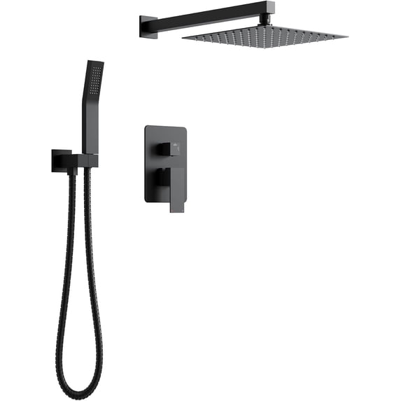 Matte Shower System Shower Trim Kit Rainfall Shower Head with Handheld Spray Wall Mounted Matte Finish GPM Flow Rate