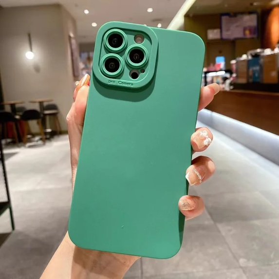 Matte Silicone Phone Case For iPhone 15 14 13 12 11 Pro Max Mini XR XS X 8 7 14 15 Plus SE 2020 Camera Lens Portector Soft Cover