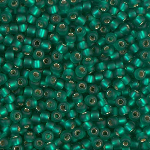 Matte Silver-Lined Emerald Miyuki Seed Beads 8/0 8-917F-TB