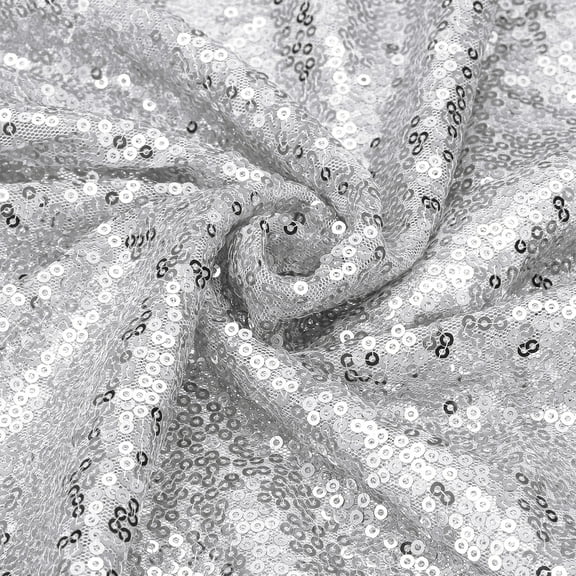 Matte Silver Sequin Fabric, by The Yard, 1 Yard Length 4.3ft Wide Sequin Velvet Fabric Shiny Sparkly Cloth for DIY Sewing, Dress, Backdrop, Tablecloth, Table Runner