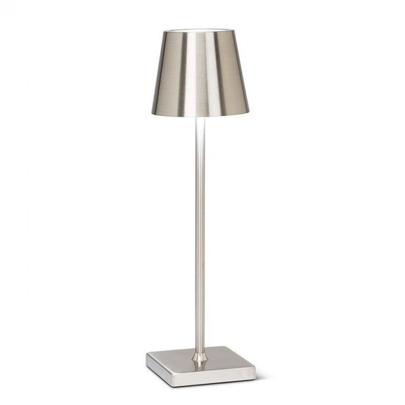 Abbott Trilite Classic Shade LED Table Lamp, Rechargeable Cordless Light, Modern Eco-Friendly LED Illumination Portable Lighting for Desk or Nightstand 15", Matte Silver
