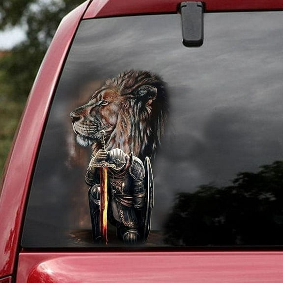 Jesus Car Window Sticker, Lion of Judah with The Fighter Warrior Decals for Jesus Lovers, Meaning Gift for Christian, Religious Gift Size 6 x 4 inches