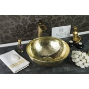 Handmade Matte Solid Brass Bathroom Sink | 16" Hammered Oval Vessel with Drain Cap