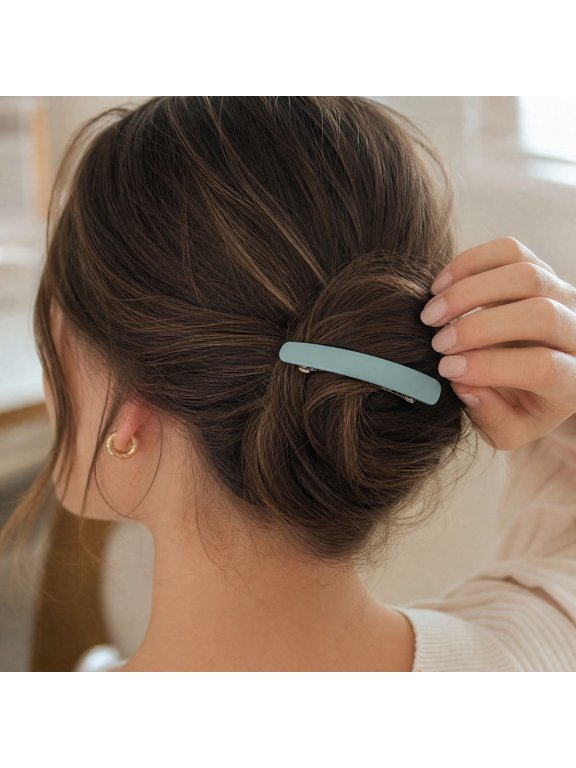 Matte Solid Color Hair Barrettes - Rectangle Plastic Spring Clips for Daily, Party, and Office Decor