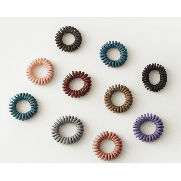 Matte Spiral Plastic Hair Ties (Colorful, 20 Pcs) - No Crease Ponytail Holders for Thick and All Hair Types
