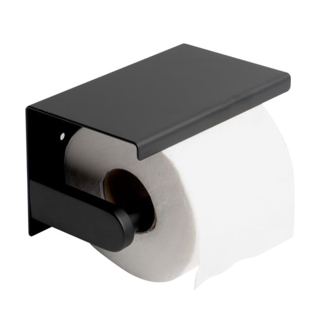 Matte Black Stainless Steel Wall Mounted Toilet Paper Holder with Shelf