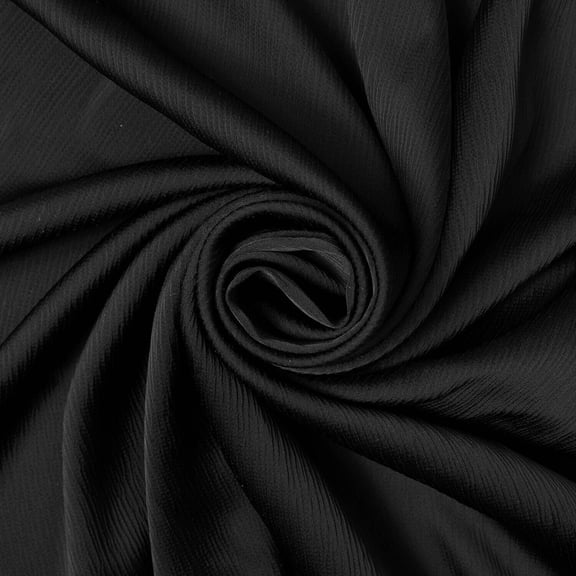 Matte Striped Crinkle Stretch Satin Polyester Spandex Medium Weight 150 GSM Fabric By The Yard For Sewing, Crafting, & DIY Projects - Black, 1 Yard