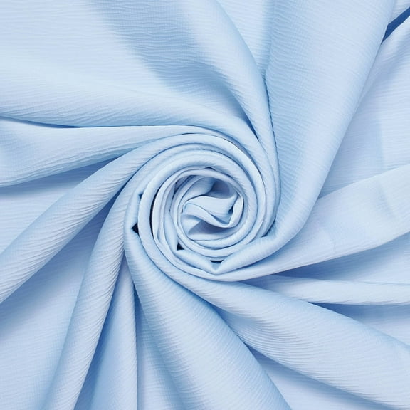 Matte Striped Crinkle Stretch Satin Polyester Spandex Medium Weight 150 GSM Fabric By The Yard For Sewing, Crafting, & DIY Projects - Light Blue, 1 Yard