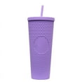 thumbnail image 1 of 24oz Studded Tumbler with Lid and Straw,GIXUSIL Reusable Iced Coffee Water Cup, Coated Studded Textured Frosted Honeycomb Beak, Leak-proof and BPA Free Bottle For Smoothies, Boba Tea (Purple), 1 of 5