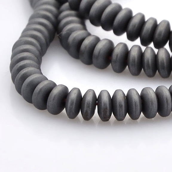 Matte Style Electroplate Non-magnetic Synthetic Hematite Rondelle Beads Strands Platinum Plated 4x2mm Hole: 1mm about 200~210pcs/strand 15.5 inch