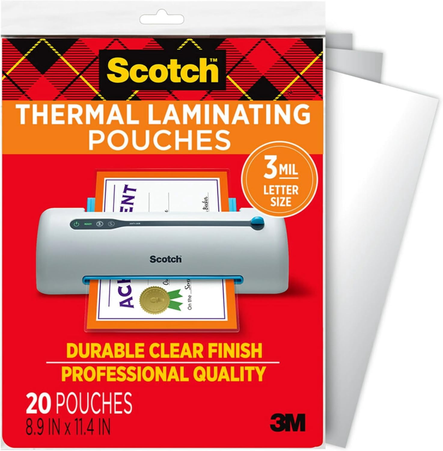 Matte Thermal Laminating Pouches, Ultra Clear with Matte Finish, Letter Size 8.9 in x 11.4 in, 20-Pack