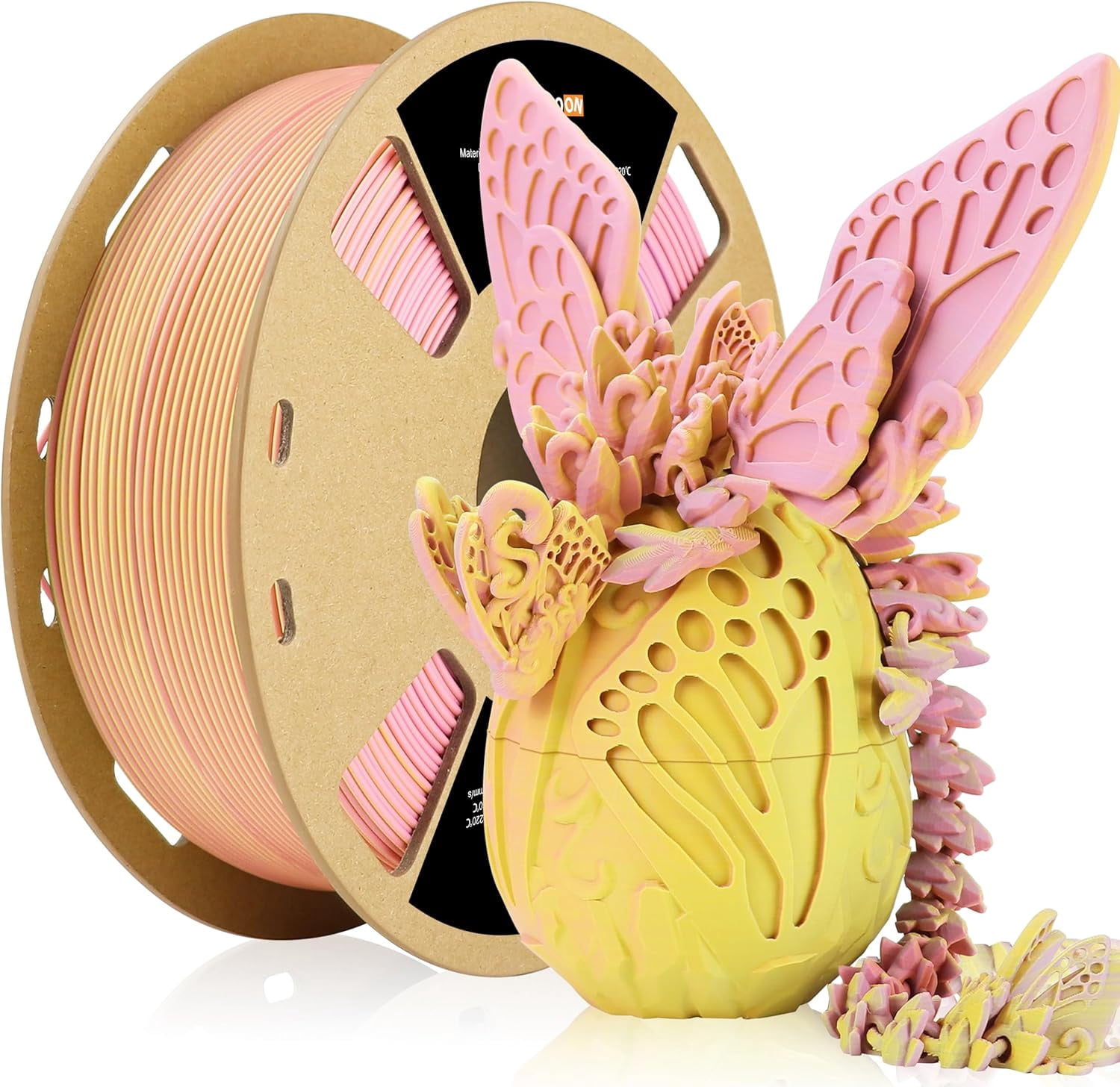 Matte Tricolors PLA 3D Printer Filament Multi-Color Changing by Angle Rainbow PLA 3D Printing Filament Fit Most 3D Printers/3D Pens,Matte Purple/Pink/Yellow,1KG(2.2lbs)/Spool