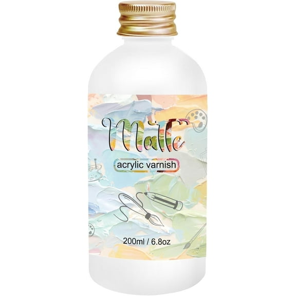 Matte Varnish for Acrylic Painting, 6.8fl oz, Matte Acrylic Varnish Keeps Paintings from Yellowing, Cracking, Maintains Permanent Color