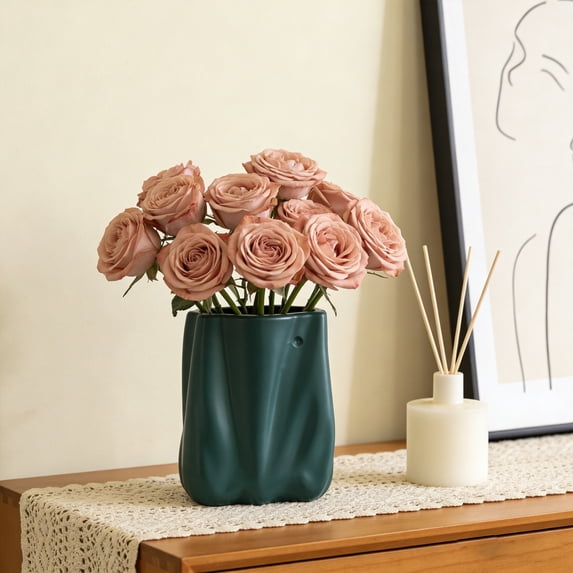 Matte Wavy Ceramic Vase, Modern Sculptural Flower Vase, Home Decor Vase, Ceramic Small Space Decorative Vase
