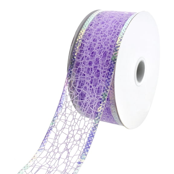 Matte Webbing with Iridescent Wired Edge Ribbon, 1-1/2-Inch, 10-Yard, Lavender
