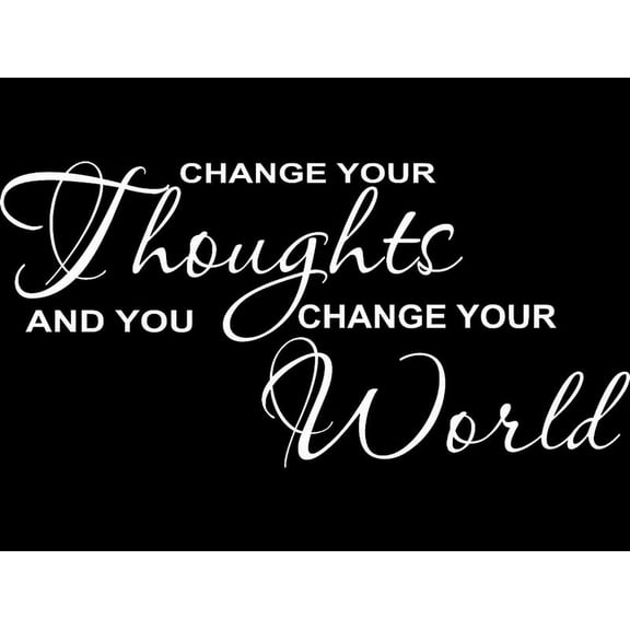 Matte White 37" x 18" Change Your Thoughts And You Change Your World Vinyl Wall Art Home Decor Decal Sticker