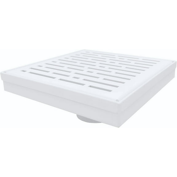 Matte White 6 Inch Stainless Steel 2 Inch Shower Drain Kit Broken Lane Square Shower Drains for Tile Floor Hair Catcher Trap Strainer (Matte White, Broken Lane Design)