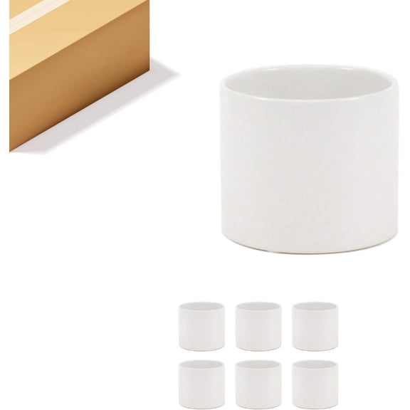 Matte White Ceramic Cylinder Vase, 5.5" W x 5" H, Set of 6 Flower Arrangement, Candle Holder, Terrarium Planter, Storage Organizer, Tabletop Decor